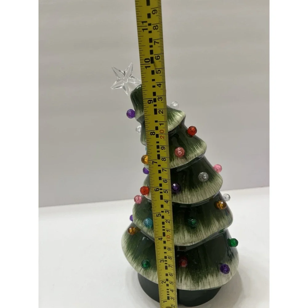 Christmas Whimsical Bent Christmas Tree Ceramic Light-Up Green 10
